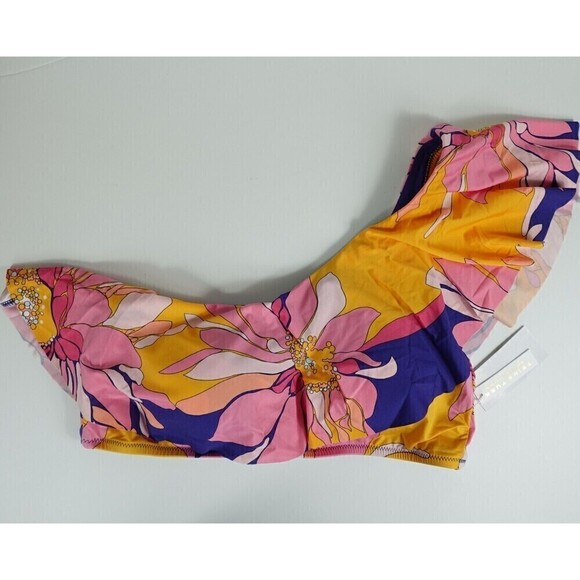 Trina Turk Womens Breeze Ruffle One Shoulder Bikini Swim Top Size 14 - Picture 1 of 7